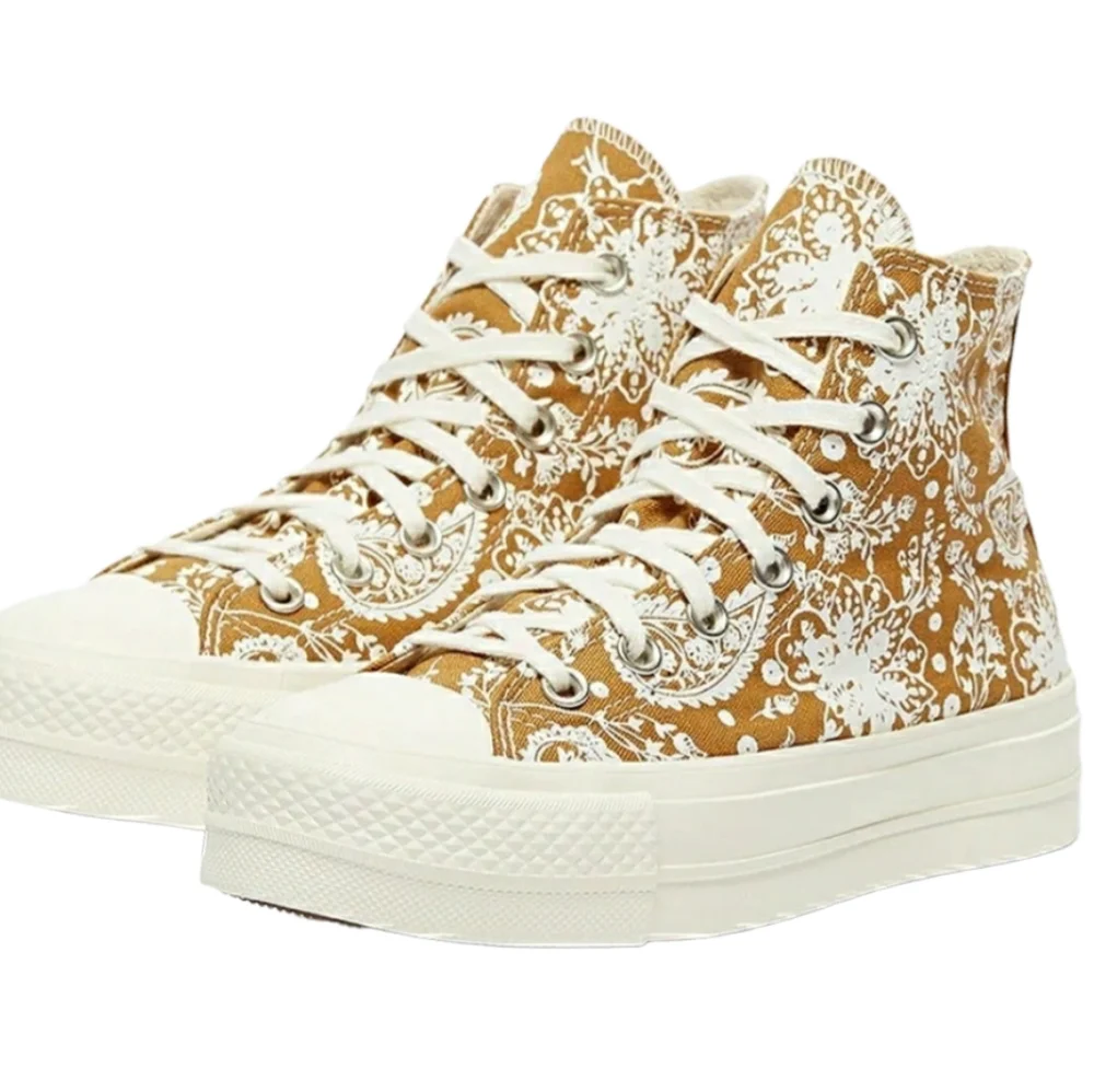 Converse Chuck Taylor All Star Platform High Wheat Fall Floral HiTops sz 8 NEW - Picture 1 of 5